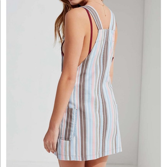 BDG pink blue striped overall denim button dress - Picture 2 of 11